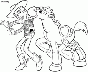 Coloriage le cow boy Woody et son cheval