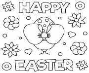 Coloriage joyeuse paques happy easter illustration