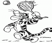 Coloriage tigrou joue au tennis