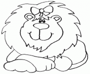 Coloriage une lionne avec un noeud dans sa criniere