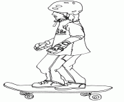 Coloriage garcon qui fait du skateboard