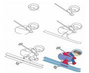 Coloriage comment dessiner ski acrobatique