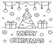Coloriage merry christmas sapin avec decorations