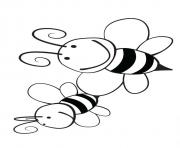 Coloriage deux abeilles souriantes