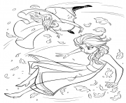 Coloriage La Reine des neiges 2Anna et Elsa in Whirlwind 