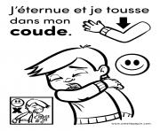 Coloriage jeternue et je tousse dans mon coude 1