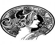 Coloriage visage art nouveau