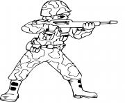 Coloriage soldat avec fusil et combinaison camouflage