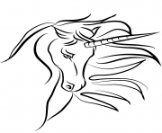Coloriage beautiful horn mythical licorne