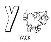 Coloriage lettre y comme yack