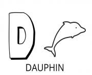 Coloriage lettre d comme dauphin