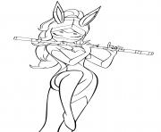 Coloriage Rena Rouge Playing on Flutes