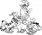 Coloriage Pooh and friends skating