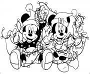 Coloriage Mickey Minnie tangled in lights