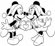 Coloriage Mickey Minnie forming a heart