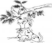 Coloriage Dalmatian puppy greeting birds