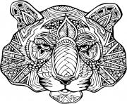 Coloriage tigre mandala adulte felin