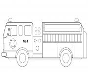 Coloriage camion de pompier simple et bien dessine