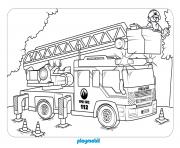 Coloriage playmobil camion de pompier