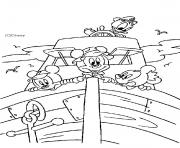 Coloriage Mickey et son ami Donald sur un bateau