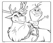 Coloriage Olaf et Sven de Disney Reine des Neiges 2