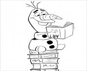 Coloriage Olaf reading books Reine des Neiges 2