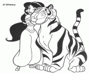 Coloriage Jasmine et son tigre
