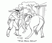 Coloriage zorro avec un fusil et son cheval