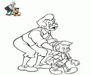 Coloriage geppetto avec son enfant pinocchio