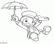 Coloriage Jiminy Cricket avec son parapluie