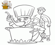 Coloriage skinner et alfredo linguini deguste le repas