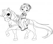 Coloriage princesse sur son cheval
