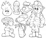 Coloriage imagier de pompier enfants maternelle