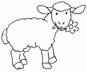 Coloriage le mouton mange une fleur