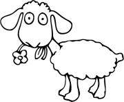 Coloriage mouton mange une fleur