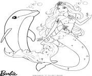 Coloriage princesse barbie avec dauphin