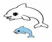 Coloriage dauphin avec dessin dauphin en couleur
