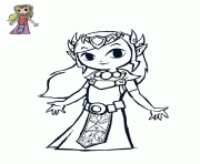 Coloriage la princesse zelda 1989 aux cheveux blond