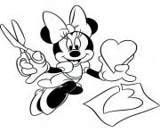 Coloriage minnie decoupe un coeur bricolage