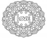 Coloriage mandala amour coeur st valentin adulte