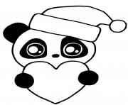 Coloriage cute panda kawaii animal for christmas