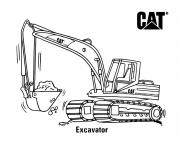 Coloriage excavator truck engin excavation construction