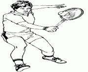 Coloriage il renvoie la balle de tennis avec sa raquette