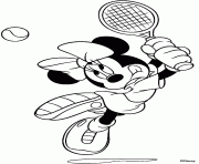 Coloriage dessin de Minnie qui joue au tennis