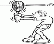 Coloriage la balle tennis transperce la raquette du joueur