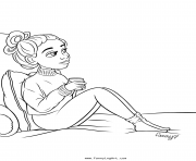 Coloriage fille ado prend un chocolat chaud