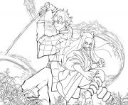 Coloriage Tanjiro and Nezuko in battle demon slayer