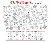 Coloriage I Spy Christmas Find and color the items