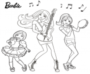 Coloriage les barbies jouent de la musique band barbie music