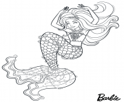 Coloriage sirene barbie avec des bijoux de la mer